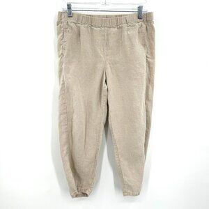 J. JILL Women's Khaki Tan 100% Linen Stretch Straight Leg Office Pants Small